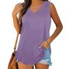 KICILVS Plus Size Tank Tops for Women Summer Sleeveless V Neck Casual Tank Tops Blouse Shirts Casual Solid Color Tunics view 2