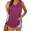 KICILVS Plus Size Tank Tops for Women Summer Sleeveless V Neck Casual Tank Tops Blouse Shirts Casual Solid Color Tunics view 2