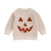 YINGISFITM Toddler Baby Girl Boy Halloween Outfit Witch Crewneck Pullover Sweatshirt Long Sleeve Pumpkin Shirt Fall Clothes (embroidery face,3-4 Years) view 1