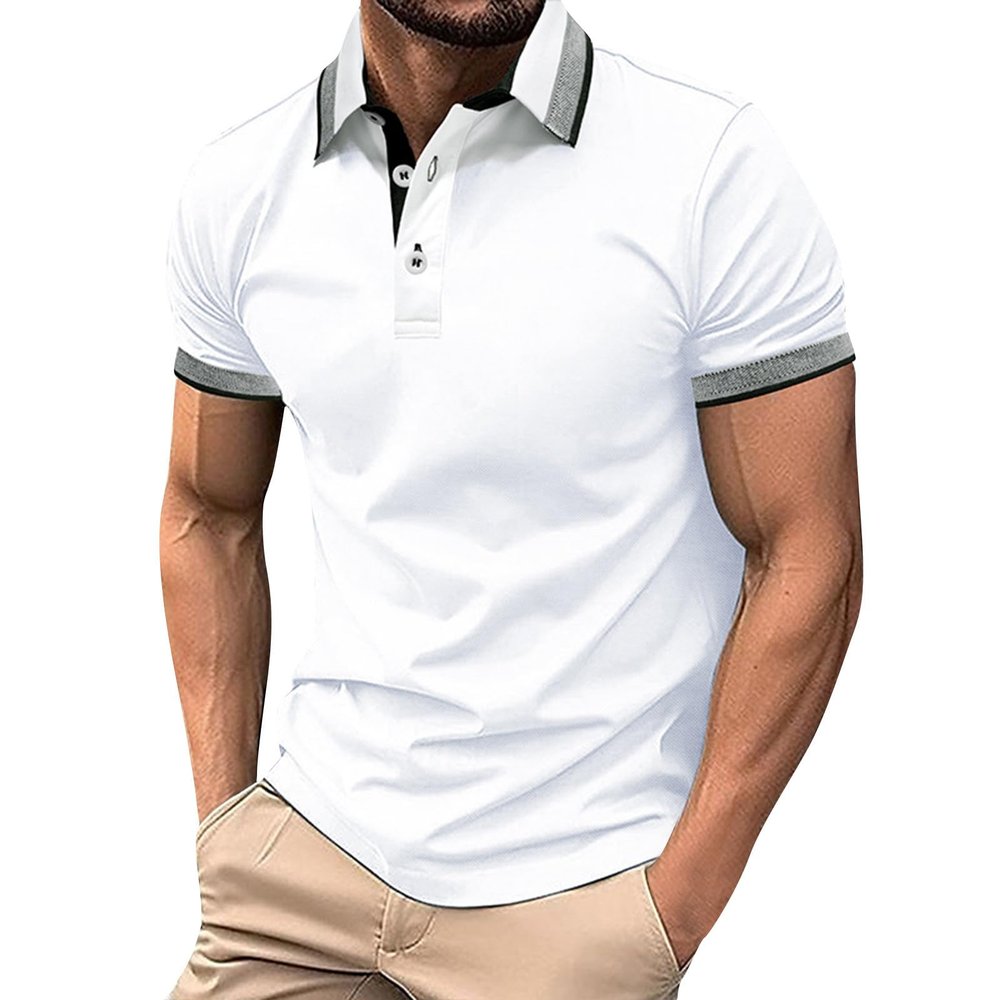 Ymosrh Slim Fit Polo Shirts for Men, Business Casual Golf T-Shirts Summer Pullover Tennis Tops Shirts Clothes (3XL, White)