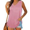 KICILVS Plus Size Tank Tops for Women Summer Sleeveless V Neck Casual Tank Tops Blouse Shirts Casual Solid Color Tunics view 2