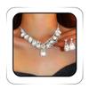 ACEDRE Rhinestone Necklace and Earring Set Silver Chunky Diamond Wedding Prom Jewelry Sets for Women