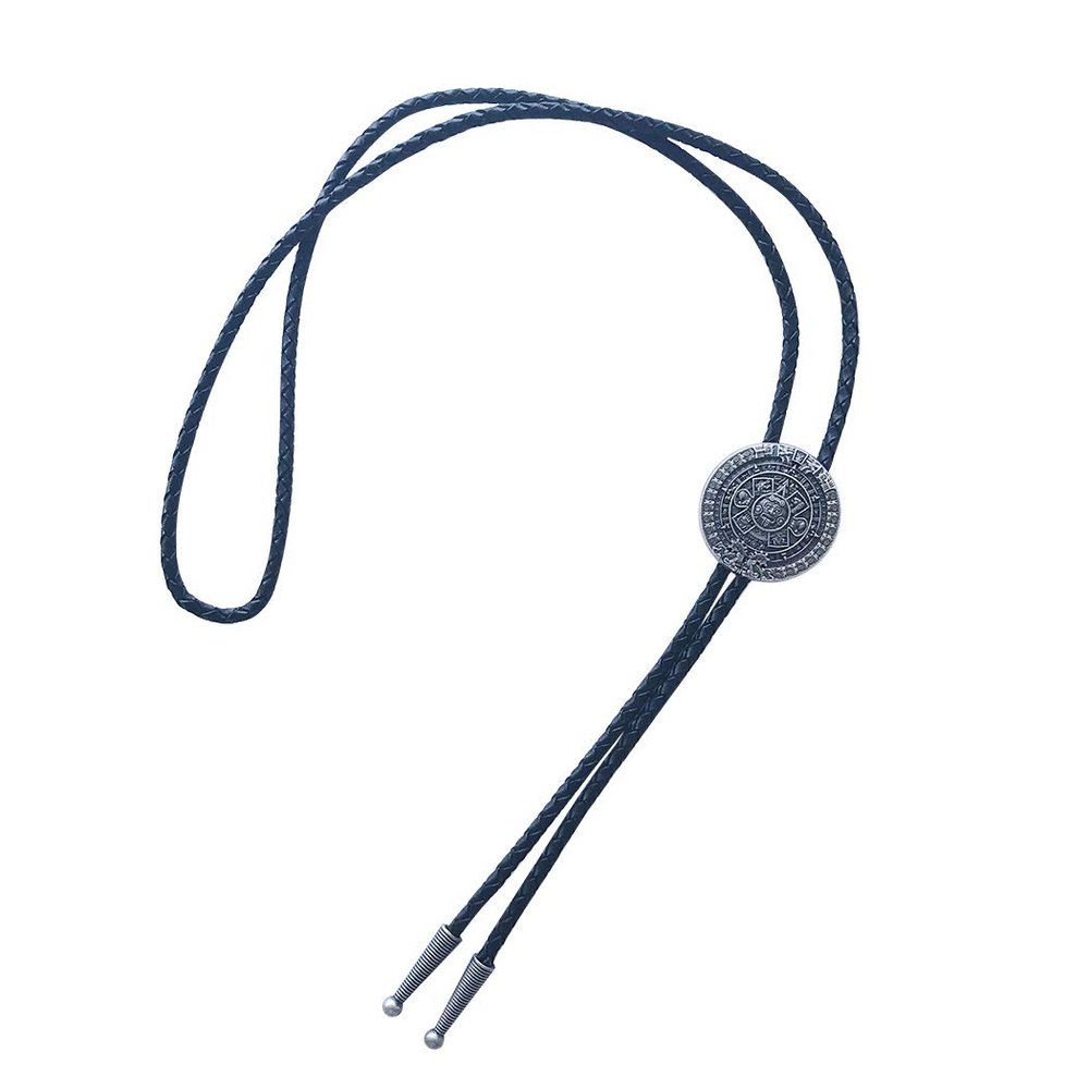 ARTICAL HEART Vintage Silver Aztec Calendar Western Rodeo Cowboy Cowgirl Bolo Tie