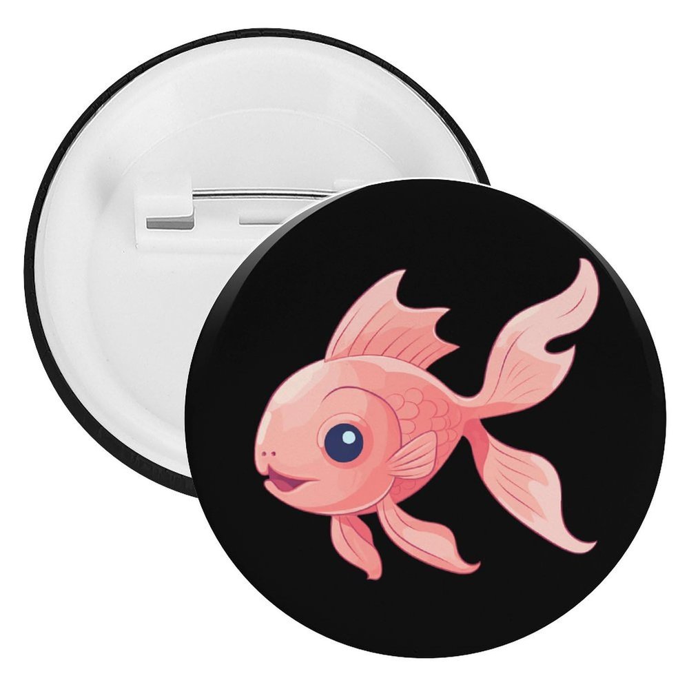 Goldfish Pin Buttons Round Cute Brooch Pins Badges Lapel Pins 1PCS