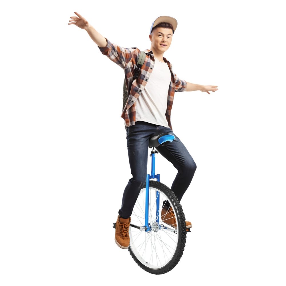 CRYBY 24 Inch Wheel Unicycle, Outdoor Leakproof Tire Wheel Cycling One Wheel Bike with 2 Pedals, Adjustable Height Outdoor Sports Entertainment Exercise Unicycle, Weight Limit 176lbs