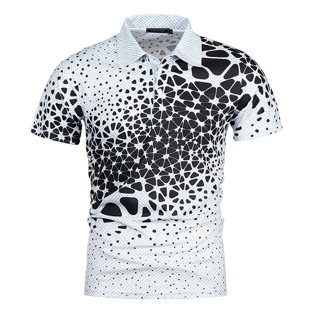 Ymosrh Mens Clothing Shirts, Short Sleeve Graphic Print Golf Polos Business Casual Work Collar Tshirts Men Big Shirts Polos (XXL, Gray)