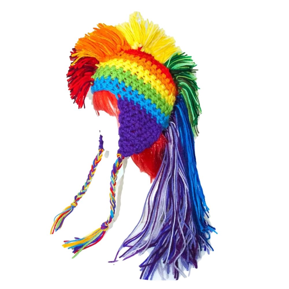 Saccgt Roman Knight Hat Novelty Hat Rainbow () Halloween Funny Hat Knit Rainbow Striped Earflap Hooded Yarn, 56-59cm/22.05-23.23in