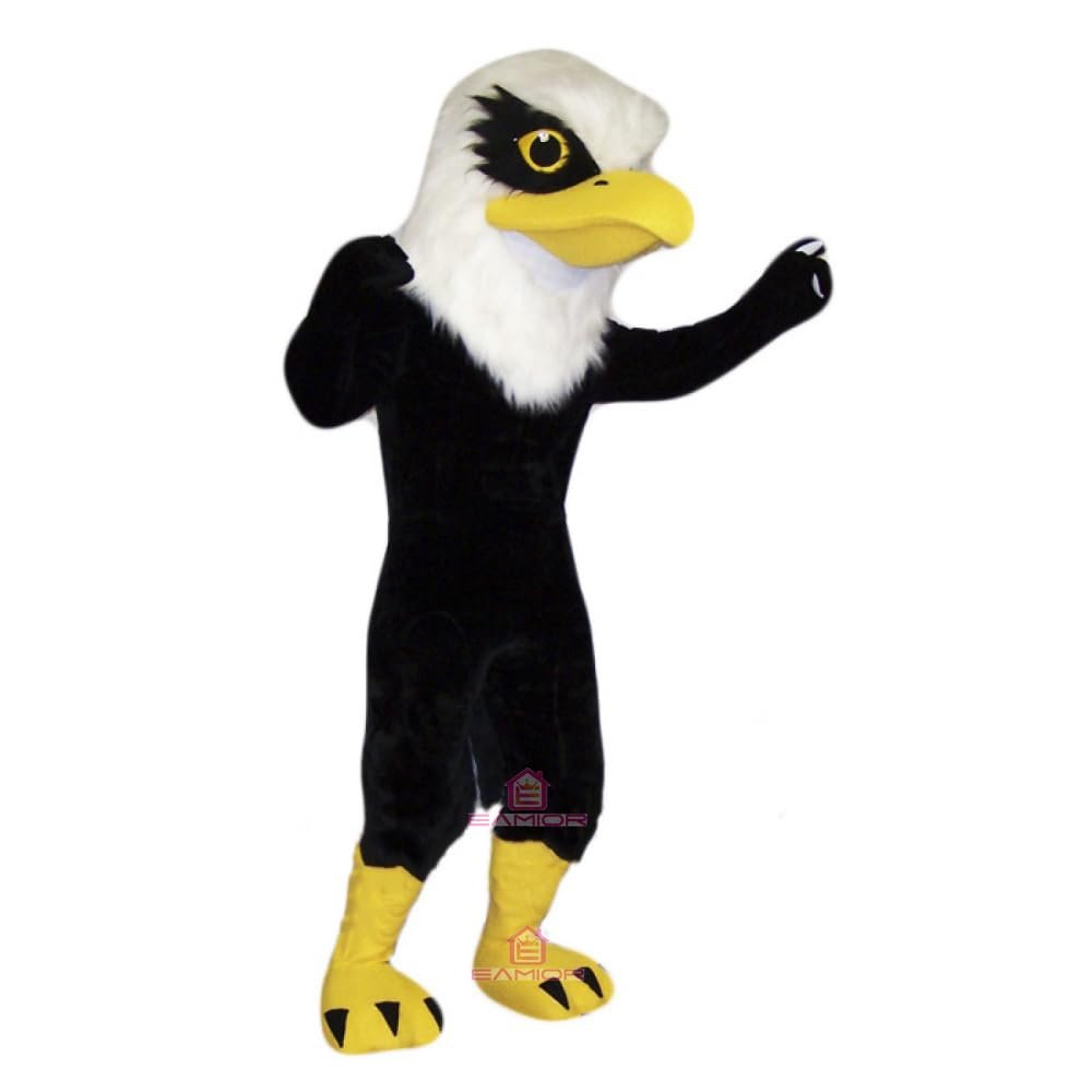 Black Fierce Eagle Mascot Costume with White Head Adult Size for Men & Women with Built-in Fan Inside the Head
