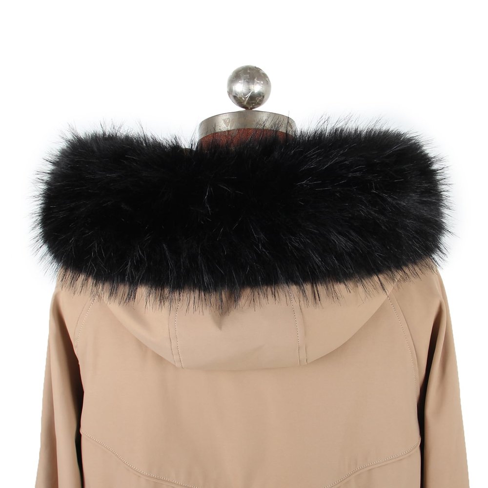 YIJIARAN Winter Faux Fur Collars Warm Scarf Fake Skin Thick Collar For Women Down Coat Detachable Soft Plush Collars Accessories (Black)