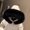 YIJIARAN Winter Faux Fur Collars Warm Scarf Fake Skin Thick Collar For Women Down Coat Detachable Soft Plush Collars Accessories (Black) view 2