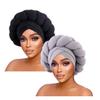 African Big Braid Cross Turban Hat for Women Muslim Nigerian Bonnet Headscarf Twist Head Wraps Chemo Cap Black Grey view 2