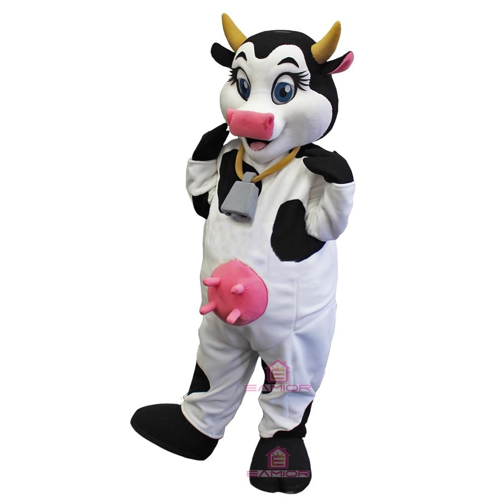 Lovely Cow Mascot Costume Adult Size for Men & Women with Built-in Fan Inside the Head