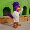 White Roadrunner Mascot Costume with Purple Head & Tail Adult Size for Men & Women with Built-in Fan Inside the Head view 2