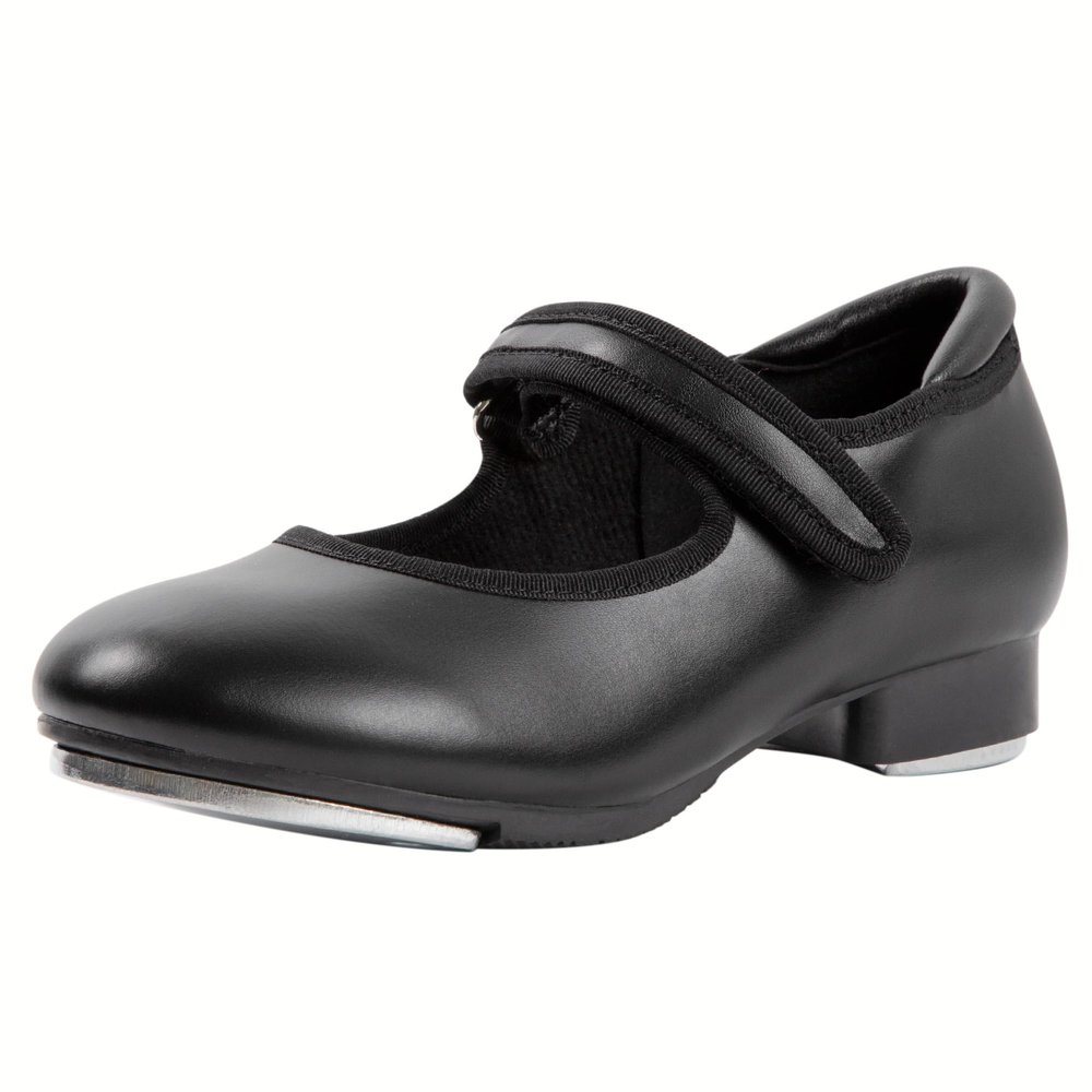 Linodes Easy Strap Tap Shoe Dance Flats for Girls and Boys (Toddler/Little Kid/Big Kid)-Black Matte-11.5M-Little Kid
