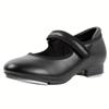 Linodes Easy Strap Tap Shoe Dance Flats for Girls and Boys (Toddler/Little Kid/Big Kid)-Black Matte-11.5M-Little Kid view 1