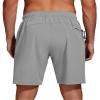 difficort Mens Swim Trunks Quick Dry Bathing Suit 9 inch Inseam Board Shorts with Compression Liner and Zipper Pocket,Light Grey,Large view 2