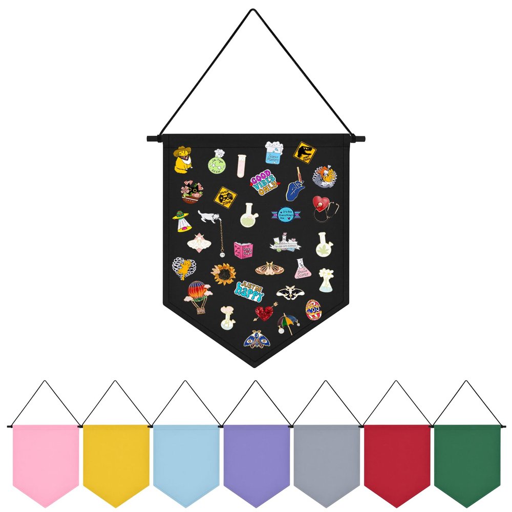 Fnaobai Wall Hanging Brooch Organizer Storage Board Colorful Enamel Pin Badge Canvas Display Banner Earrings Case Collection Holder 12.6x10in(Not Include Any Accessories) (Black)