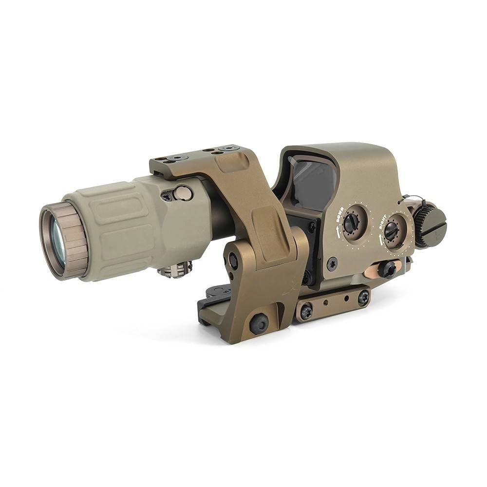 558 Red Green Dot Reflex Holographic Sight&G33X Magnifier Scope&FTC Flip QD Magnifier Scope Mount&Fast Scope Riser Mount Picatinny Rail Combo,2.26" Optical Centerline Height,Fit 20MM Rail Mount,Tan
