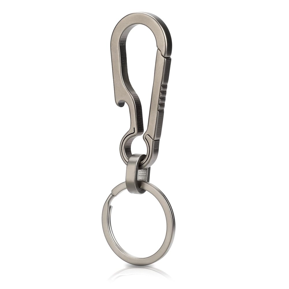 Gjinxi Titanium Carabin Clip Hook Small Heavy Duty Keychain Grips Multifunctional Backpack Clasps Carabin Anti Lost Quick Release Key Chain Organizer Accessory (1Pc)