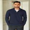 COOFANDY Men's Quarter Zip Up Pullover Lightweight Mock Neck Sweatshirt Casual Long Sleeve Polo Shirt Navy Blue view 2
