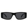 LJCZKA Trendy Rectangle Sunglasses for Women Men Vintage Rectangular Y2K Chunky Shades 90s Retro Square Luxury Sunnies (BlackBlack) view 3