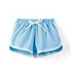 NineFit Basics Little Girls Cotton Athletic Shorts ick Dry Elastic Casual Lightweight Soft Sports Running Shorts (Blue, 7-8 Years) view 2