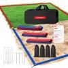 YUXUXU Professional Beach Volleyball Lines for Sand-2inch [Doubles 2V2, Short Court 26.3' X 52.6'], Highly Visible, All-Weather, with Stainless Anchors & Sand Bags - Red and Blue view 1