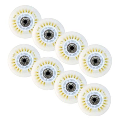 Roller Skate Wheels Indoor/Outdoor 8-Pack LED Inline Skate Wheels, 90A Freestyle Durable Brake Wheels, with Bearings Core, Replacement Light Up Pulley,E,80mm