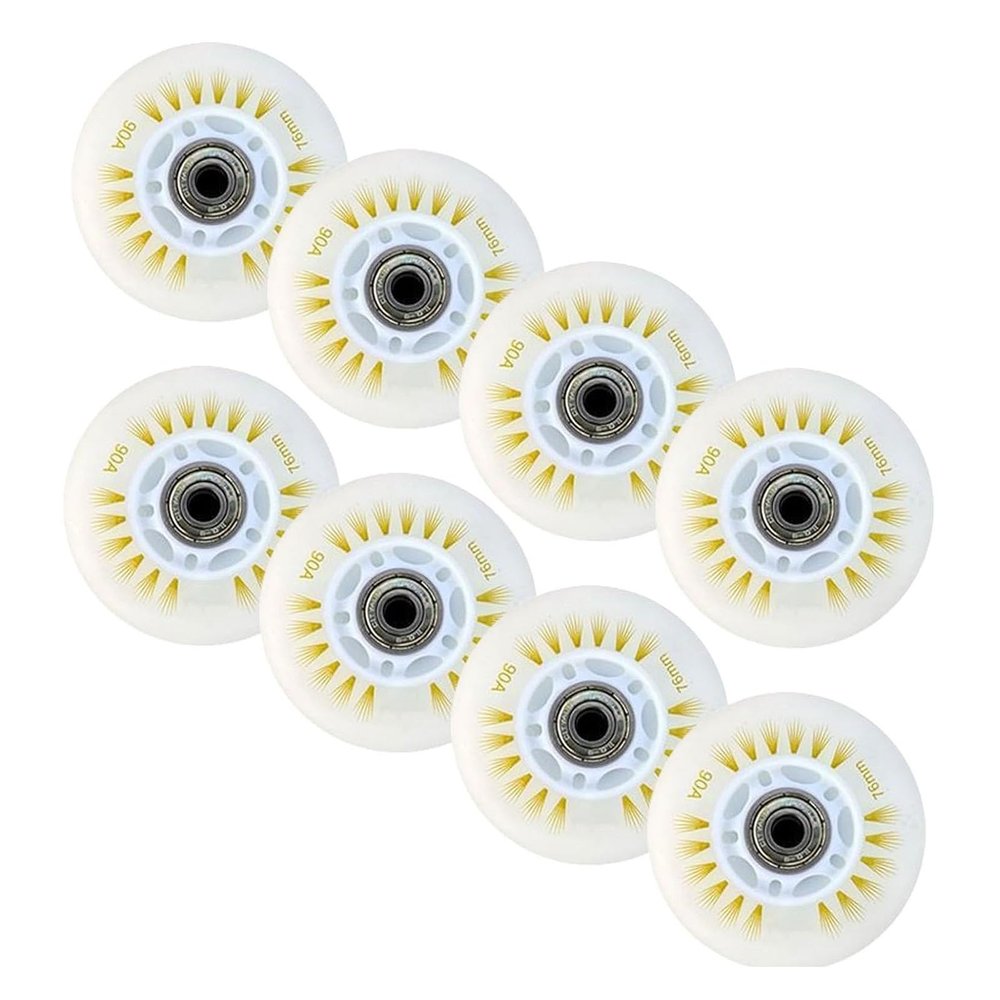 Roller Skate Wheels Indoor/Outdoor 8-Pack LED Inline Skate Wheels, 90A Freestyle Durable Brake Wheels, with Bearings Core, Replacement Light Up Pulley,E,80mm