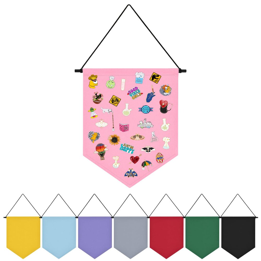Fnaobai Wall Hanging Brooch Organizer Storage Board Colorful Enamel Pin Badge Canvas Display Banner Earrings Case Collection Holder 12.6x10in(Not Include Any Accessories) (Pink)