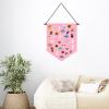 Fnaobai Wall Hanging Brooch Organizer Storage Board Colorful Enamel Pin Badge Canvas Display Banner Earrings Case Collection Holder 12.6x10in(Not Include Any Accessories) (Pink) view 3