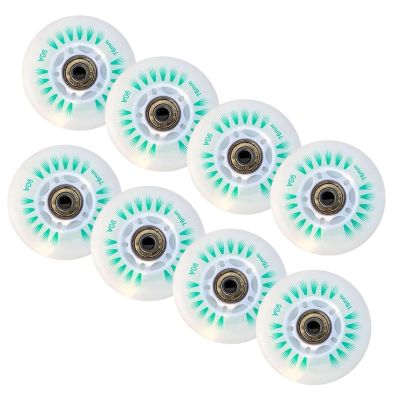 NineFit Basics Roller Skate Wheels Indoor/Outdoor 8-Pack LED Inline Skate Wheels, 90A Freestyle Durable Brake Wheels, with Bearings Core, Replacement Light Up Pulley,D,110mm