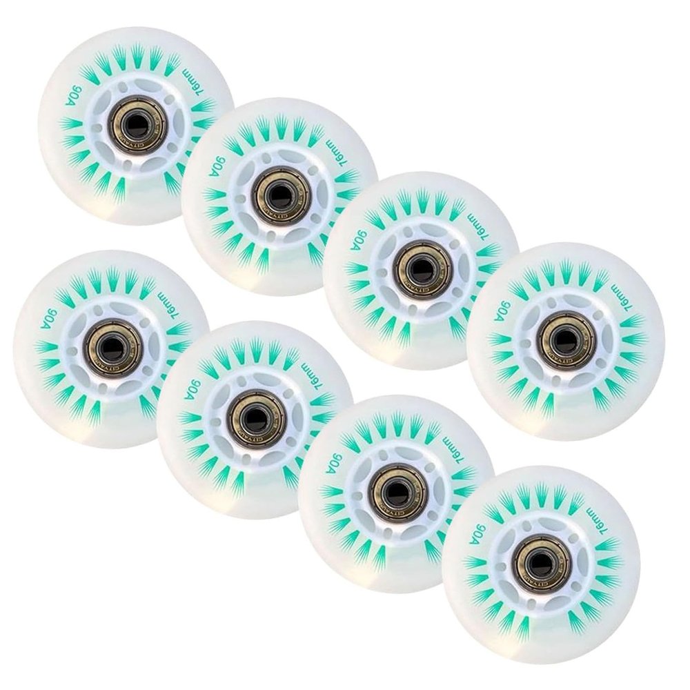 NineFit Basics Roller Skate Wheels Indoor/Outdoor 8-Pack LED Inline Skate Wheels, 90A Freestyle Durable Brake Wheels, with Bearings Core, Replacement Light Up Pulley,D,110mm