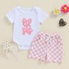 JLKGICF Toddler Baby Girl Clothes Summer Short Sleeve Letter Shirt Casual Shorts Big Sister Little Sister Matching Outfits (White Lil Sis, 6-12 Months) view 2