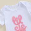 JLKGICF Toddler Baby Girl Clothes Summer Short Sleeve Letter Shirt Casual Shorts Big Sister Little Sister Matching Outfits (White Lil Sis, 6-12 Months) view 4