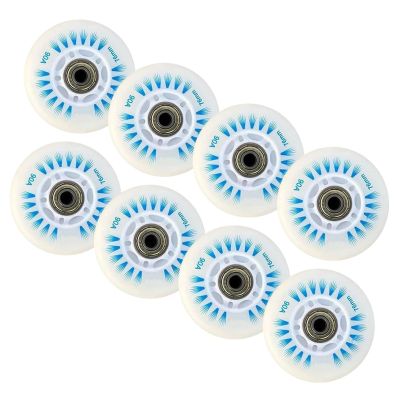 Roller Skate Wheels Indoor/Outdoor 8-Pack LED Inline Skate Wheels, 90A Freestyle Durable Brake Wheels, with Bearings Core, Replacement Light Up Pulley,C,70mm