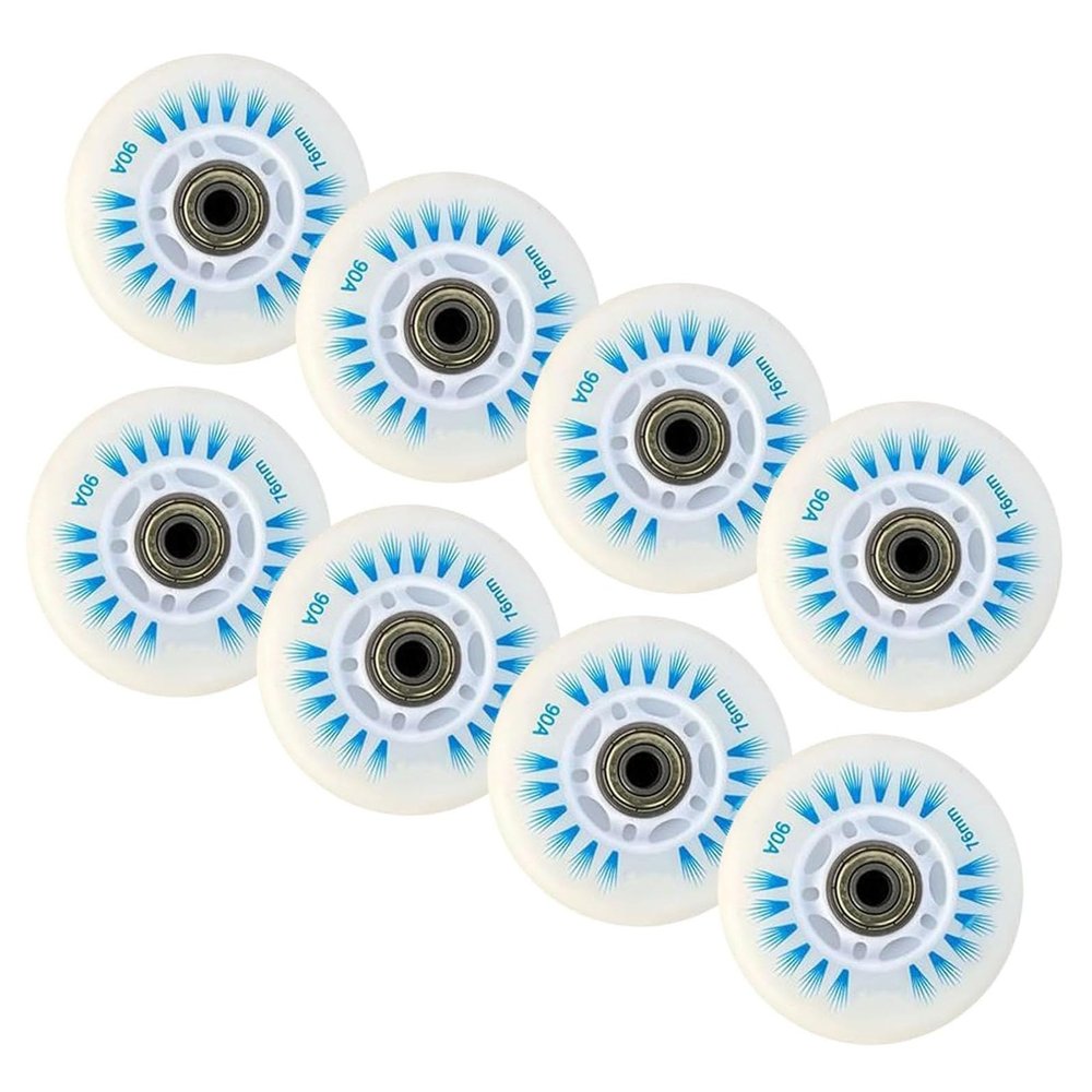 Roller Skate Wheels Indoor/Outdoor 8-Pack LED Inline Skate Wheels, 90A Freestyle Durable Brake Wheels, with Bearings Core, Replacement Light Up Pulley,C,70mm