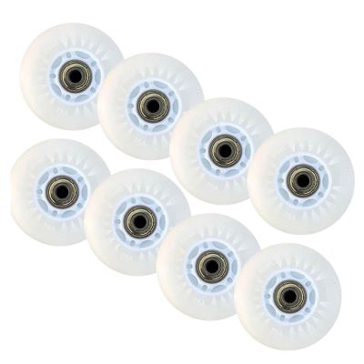 NineFit Basics Roller Skate Wheels Indoor/Outdoor 8-Pack LED Inline Skate Wheels, 90A Freestyle Durable Brake Wheels, with Bearings Core, Replacement Light Up Pulley,A,62mm