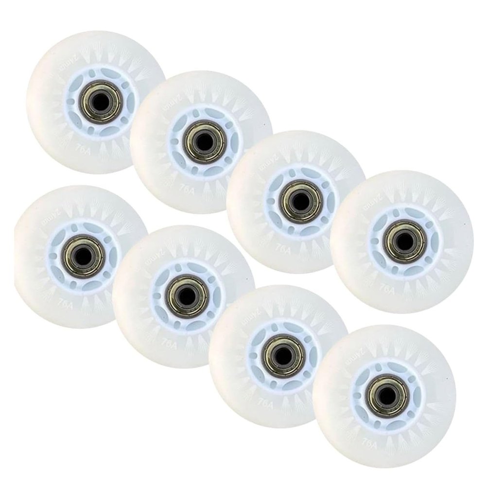 NineFit Basics Roller Skate Wheels Indoor/Outdoor 8-Pack LED Inline Skate Wheels, 90A Freestyle Durable Brake Wheels, with Bearings Core, Replacement Light Up Pulley,A,62mm