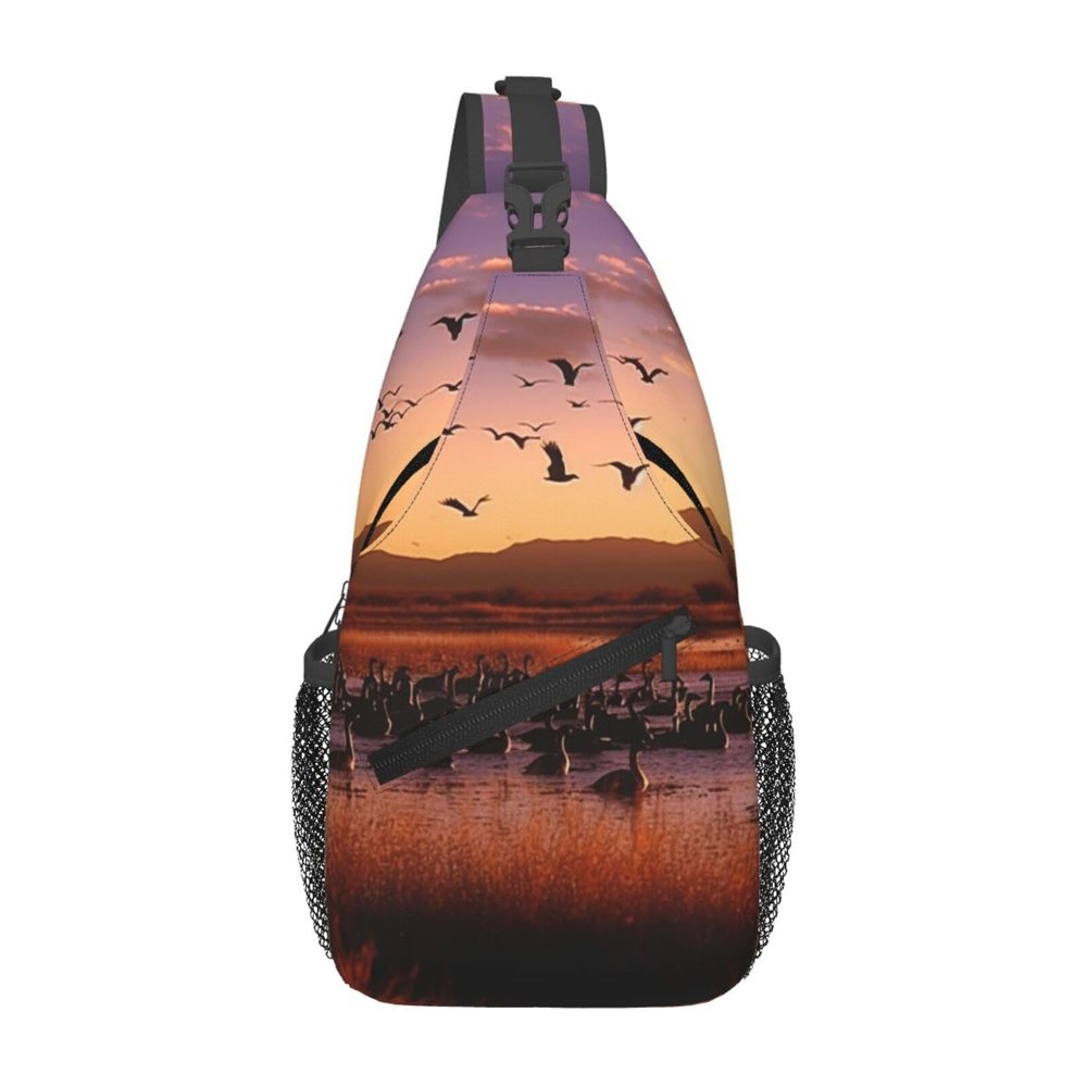 Bosque Del Apache Wildlife Refuge Sling Bag Backpack For Men Cross Chest Bag Crossbody Shoulder Bag Travel Hiking Daypack
