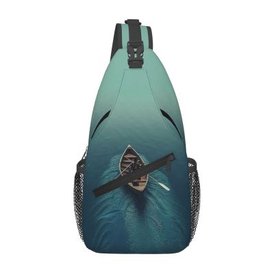 Boat Rowing Lake Sling Bag Backpack For Men Cross Chest Bag Crossbody Shoulder Bag Travel Hiking Daypack