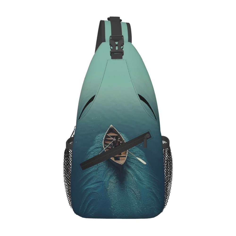 Boat Rowing Lake Sling Bag Backpack For Men Cross Chest Bag Crossbody Shoulder Bag Travel Hiking Daypack
