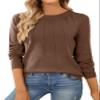 SHEWIN Womens Sweaters Casual Crewneck Long Sleeve Shirts Loose Lightweight Knit Pullover Sweater Fall Clothes for Women 2025,US 4-6(S),Coffee view 1