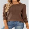 SHEWIN Womens Sweaters Casual Crewneck Long Sleeve Shirts Loose Lightweight Knit Pullover Sweater Fall Clothes for Women 2025,US 4-6(S),Coffee view 2