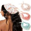 AWAYTR 3Pcs Hair Bandanas Head Kerchief for Women Girls Tie-Back Boho Hair Scarf Headband Bandana Triangle Head Scarf (Brown/Green/Pink) view 1