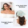 AWAYTR 3Pcs Hair Bandanas Head Kerchief for Women Girls Tie-Back Boho Hair Scarf Headband Bandana Triangle Head Scarf (Brown/Green/Pink) view 4