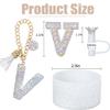foci cozi Letter Charms for Stanley Cup Handle,Silicone Boot Accessories Charms for Stanley Cup 40oz 30oz,Crown Straw Cover Topper & Diamond Sticker(V) view 2