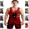 Exxact Sports Sublimated Men's Wrestling Singlet, High-Performance Powerlifting Singlet, Wrestling Singlets for Men (AL, Spider) view 1