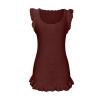 Ruffle Dress for Women Cap Sleeve U Neck Sundress Sexy Ribbed Mini Dress Solid Color Flowy Party Dress for LadiesLargeCoffee view 3