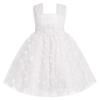 Toddler 3D Flower Tulle Tutu Dress Baby Girls Sleeveless Flower Birthday High Low Christening Formal Pageant Wedding Princess Party Dresses Cake Smash Outfit for Photo Shoot White Flower 2-3 Years view 1